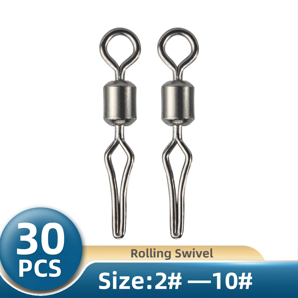 TIANNSII 30pcs Swivel Fishing Hook Connector With Side Line Clip Fish Hooks Rolling Swivel Snap Fishing Accessorries
TIANNSII 30pcs Swivel Fishing Hook Connector With Side Line Clip Fish Hooks Rolling Swivel Snap Fishing Accessorries
