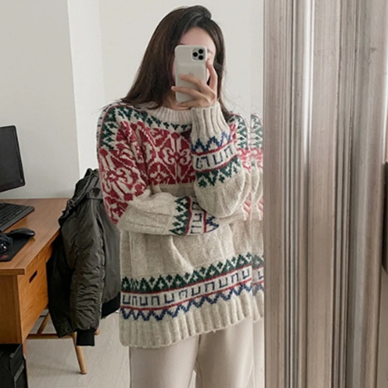 winter thicken warm retro floral print sweater elegant termperament mild pullovers retro lazy style casual fashion jumpers
winter thicken warm retro floral print sweater elegant termperament mild pullovers retro lazy style casual fashion jumpers