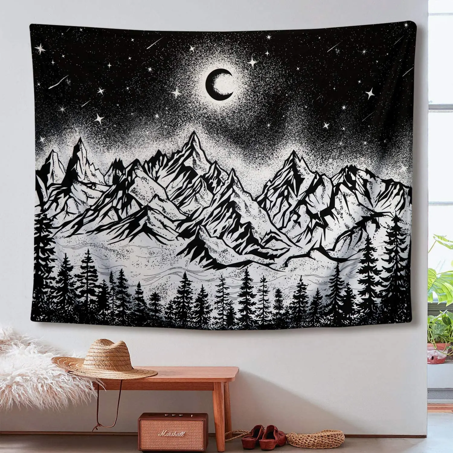Moon Star Mountain Wall Hanging Tapestries Black White Blanket Art For Living Bedroom Home Farmhouse Decor House Decoration
Moon Star Mountain Wall Hanging Tapestries Black White Blanket Art For Living Bedroom Home Farmhouse Decor House Decoration