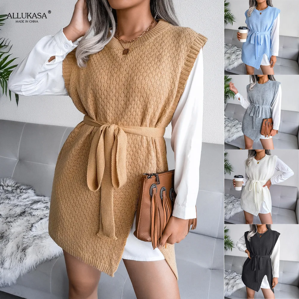 2021ns Style Autumn and Winter Casual Tie Vest Sweater Long Coat Knitted Dress Solid Color Simple Fashion Women's Long Coat
2021ns Style Autumn and Winter Casual Tie Vest Sweater Long Coat Knitted Dress Solid Color Simple Fashion Women's Long Coat