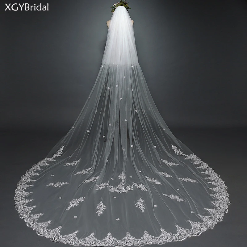 Long Lace Appliques Cathedral Wedding Veils With Comb New Bridal Veil White Ivory Bridal Accessories Velo De Novia Voile
Long Lace Appliques Cathedral Wedding Veils With Comb New Bridal Veil White Ivory Bridal Accessories Velo De Novia Voile
