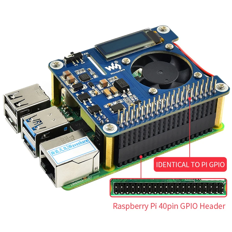 Плата Raspberry Pi 4 Power Over Ethernet HAT (B) 802.3af POE с температурным охлаждающим вентилятором OLED