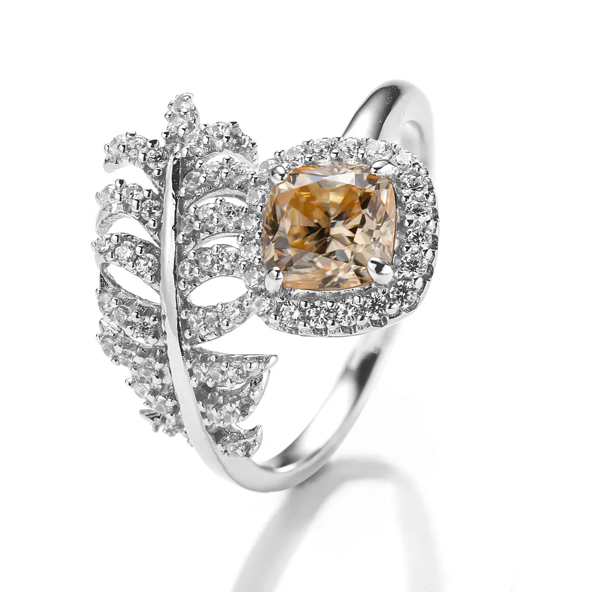 Leaves Shape Moissanite Rings Round Cut Champagne Color S925 Sterling Silver Women Wedding Rings Anniversary Gifts 4.25-7.5 inch
Leaves Shape Moissanite Rings Round Cut Champagne Color S925 Sterling Silver Women Wedding Rings Anniversary Gifts 4.25-7.5 inch