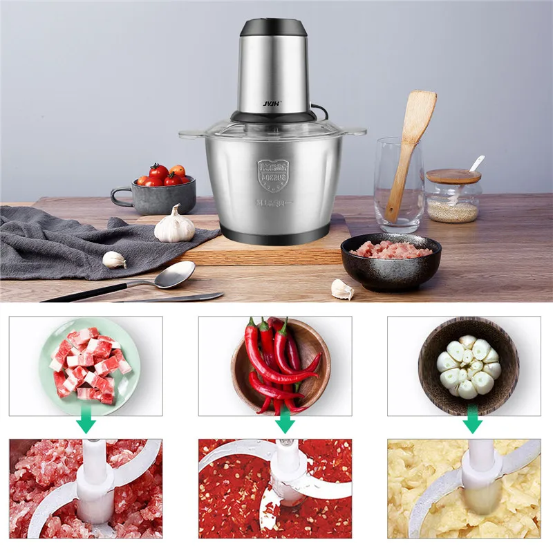 JVJH Household Stainless Steel Meat Grinder 300W Food Chopper Electric Food Processor Kitchen Meat Blender Mincer Slicer Mixer
JVJH Household Stainless Steel Meat Grinder 300W Food Chopper Electric Food Processor Kitchen Meat Blender Mincer Slicer Mixer