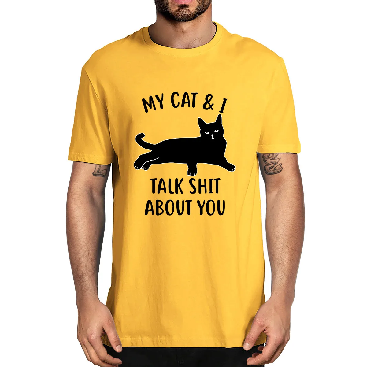 

Футболка унисекс из хлопка с надписью «My Cat And I Talk About You»