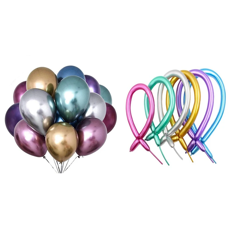 100Pcs Long Glossy Latex Balloons Thick Chrome Metallic Colors With 50Pcs Metallic Colored Chrome Balloons 12 Inch
100Pcs Long Glossy Latex Balloons Thick Chrome Metallic Colors With 50Pcs Metallic Colored Chrome Balloons 12 Inch