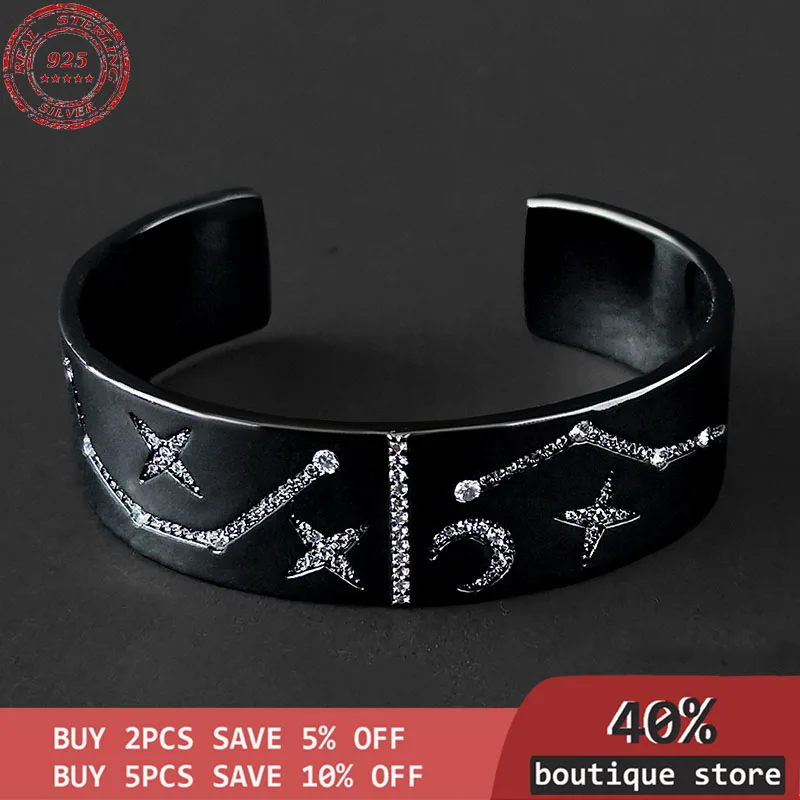 Silver wristband Sterling S925, large constellation, couple, black, open, bracelet, personality, Monaco, jewelry, retro
Silver wristband Sterling S925, large constellation, couple, black, open, bracelet, personality, Monaco, jewelry, retro