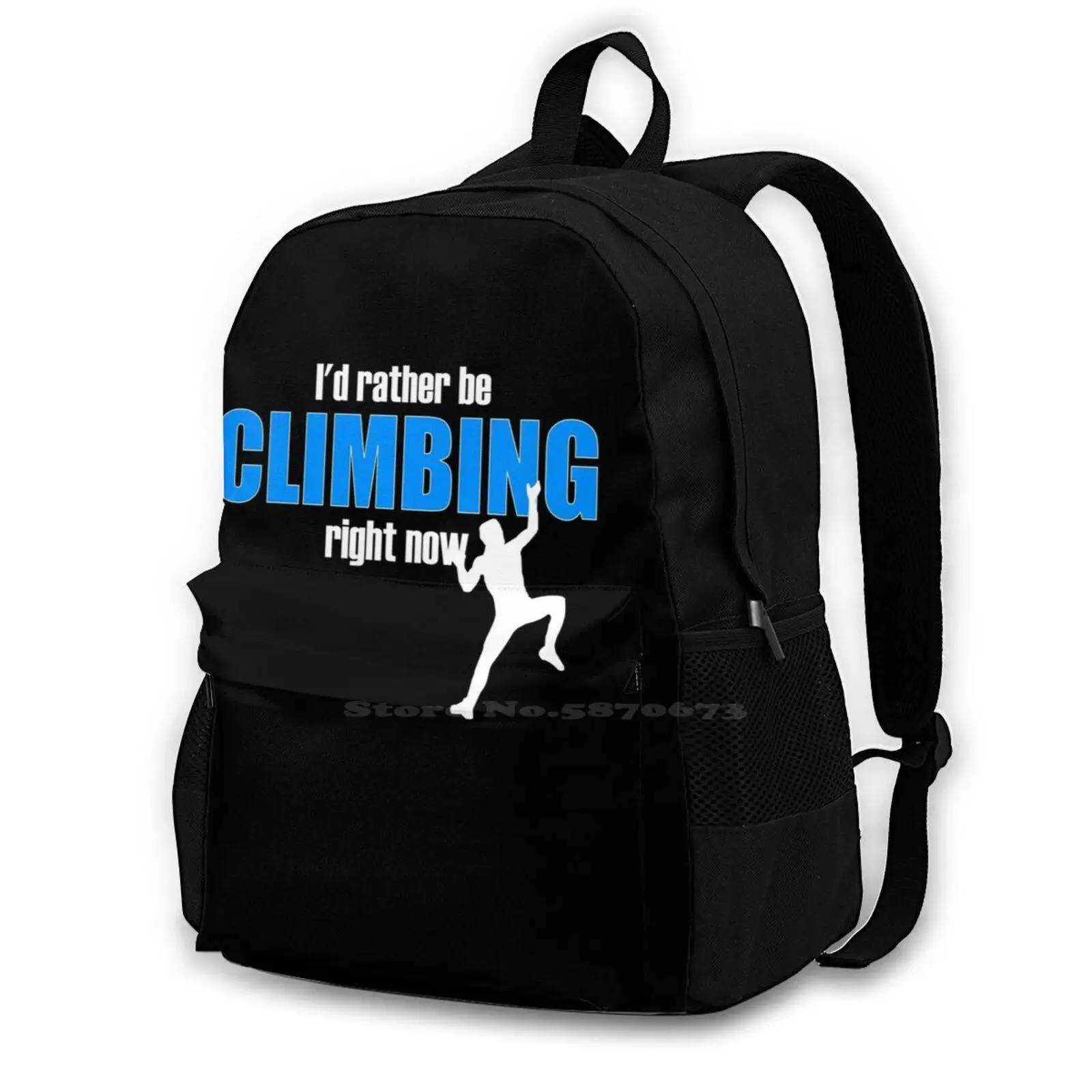 

I'D Rather Be Climbing Right Now Large Capacity Fashion Backpack Laptop Travel Bags Climbing Climb Climber Climbing Wall Sport