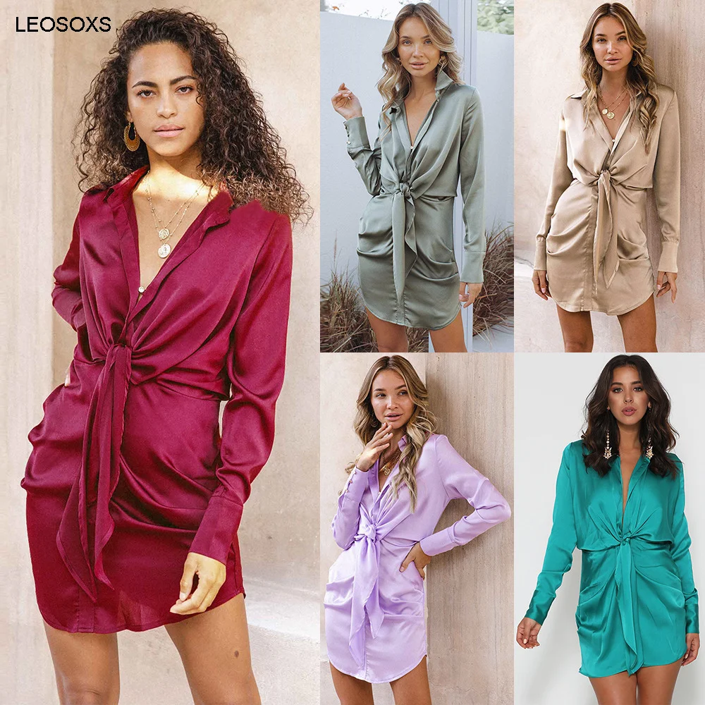 Fashion Sexy V-neck Solid Color Shirt Long-sleeved Silk Dress Casual Loose Temperament 2021 Summer Women's New Style
Fashion Sexy V-neck Solid Color Shirt Long-sleeved Silk Dress Casual Loose Temperament 2021 Summer Women's New Style