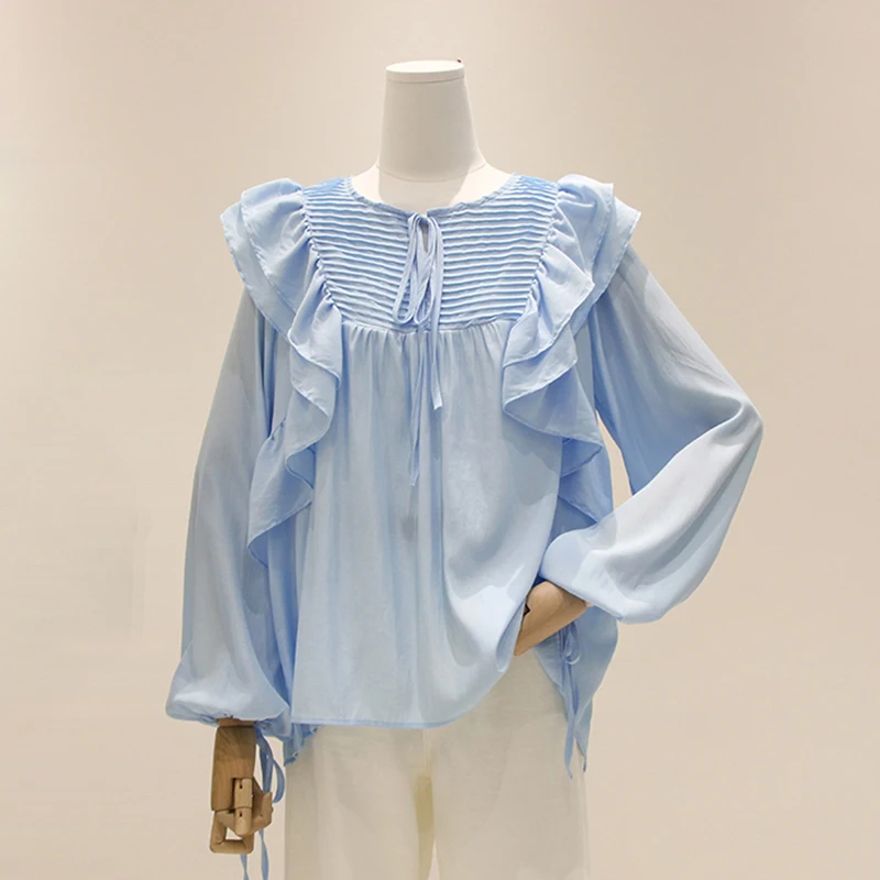GALCAUR Loose Pullover Shirt For Women O Neck Puff Short Sleeve Patchwork Ruched Solid Blouses Females 2021 Fashion New Clothing
GALCAUR Loose Pullover Shirt For Women O Neck Puff Short Sleeve Patchwork Ruched Solid Blouses Females 2021 Fashion New Clothing