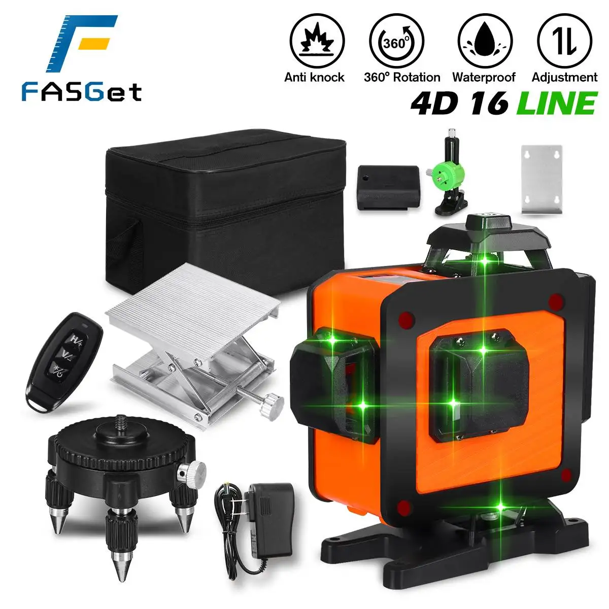 16 Lines 4D Green Laser Level Self-Leveling 360 Degrees Horizontal And Vertical Cross Lines Green Laser Line W/ Tripod Battery
16 Lines 4D Green Laser Level Self-Leveling 360 Degrees Horizontal And Vertical Cross Lines Green Laser Line W/ Tripod Battery