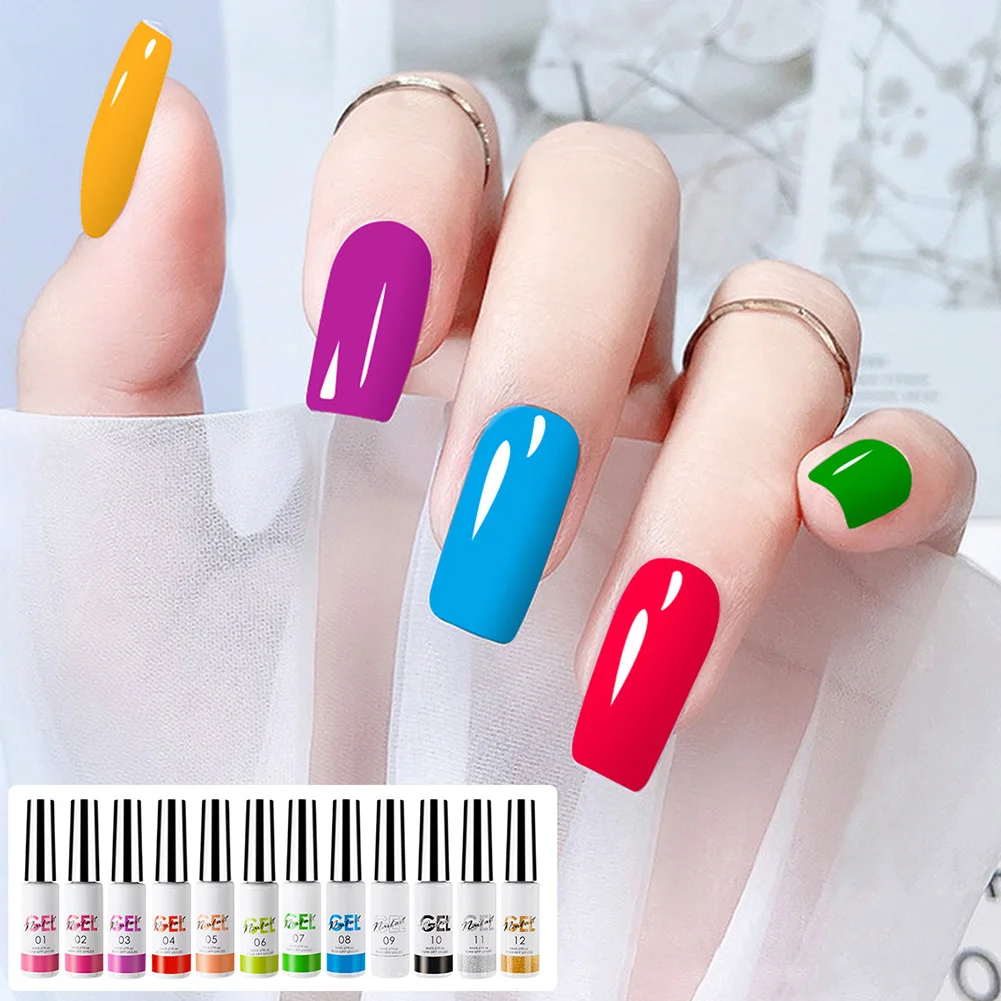 12 Colors Painted Gel Nail Polish Set Line Art Set Drawing Painting UV/LED Soak off Gel Polish Set Manicure Kit
12 Colors Painted Gel Nail Polish Set Line Art Set Drawing Painting UV/LED Soak off Gel Polish Set Manicure Kit