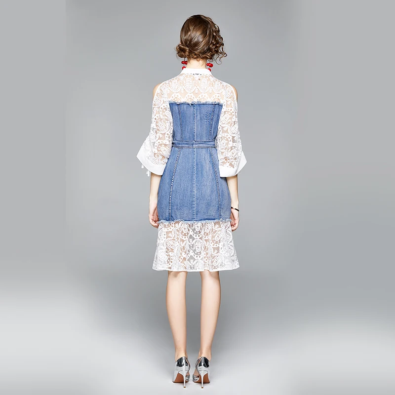 2021 new lady lace celebrity temperament slim off shoulder high end small fragrance denim dress women dress
2021 new lady lace celebrity temperament slim off shoulder high end small fragrance denim dress women dress