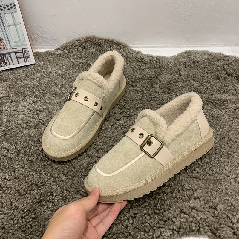 DLEK Winter Flat Shoes Women Simple Style Round Toe Slip-On Casual Loafers Female Fur Plush Buckle Cotton Warm Shoes
DLEK Winter Flat Shoes Women Simple Style Round Toe Slip-On Casual Loafers Female Fur Plush Buckle Cotton Warm Shoes