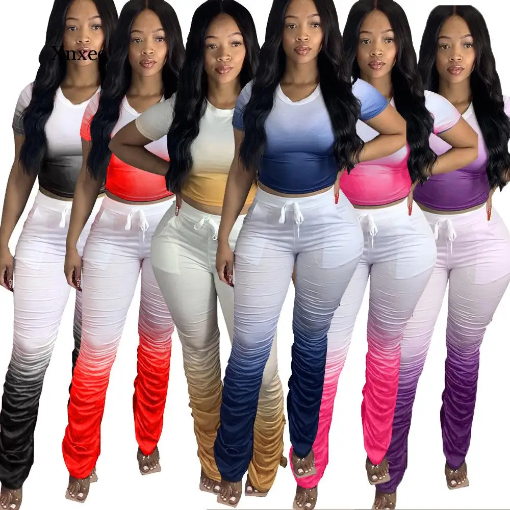 Women Tracksuits Two Pieces Set Short Sleeve Top Flared Pants 2 Pieces Set Pleated Pants Sports Suit Print Outdoor
Women Tracksuits Two Pieces Set Short Sleeve Top Flared Pants 2 Pieces Set Pleated Pants Sports Suit Print Outdoor