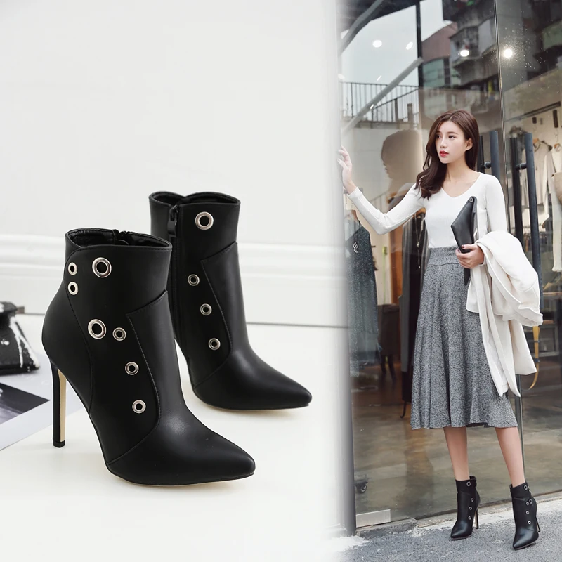 NIUFUNI Pointed Toe Rivet Ankle Boots Women Shallow Stiletto High Heels Zipper Banquet Wedding Woman Shoes Martin Boots 35-40
NIUFUNI Pointed Toe Rivet Ankle Boots Women Shallow Stiletto High Heels Zipper Banquet Wedding Woman Shoes Martin Boots 35-40