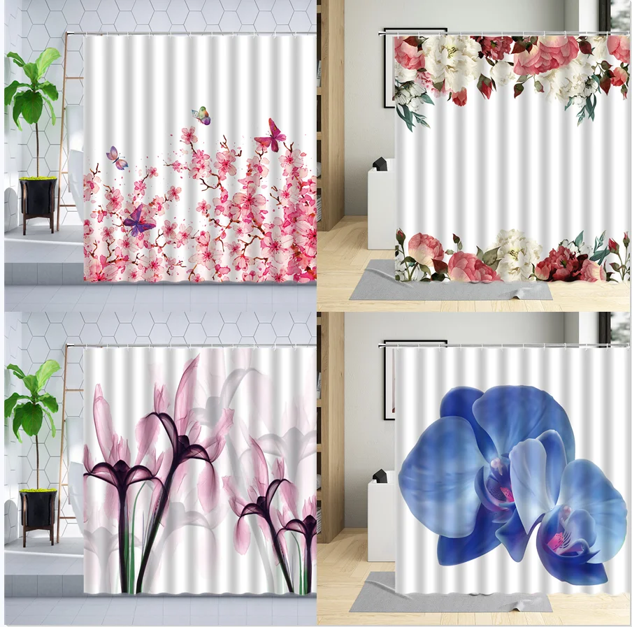 Plant Flower Shower Curtain X-ray Floral Pink Cherry Blossom Butterfly Orchid Watercolor Printing Bathroom Hanging Curtains Set
Plant Flower Shower Curtain X-ray Floral Pink Cherry Blossom Butterfly Orchid Watercolor Printing Bathroom Hanging Curtains Set