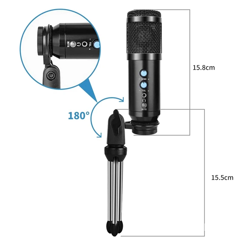 USB Plug and Play Metal Condenser Recording Microphone with Stand Suitable for Video Conferenc Life Record Call Chat
USB Plug and Play Metal Condenser Recording Microphone with Stand Suitable for Video Conferenc Life Record Call Chat