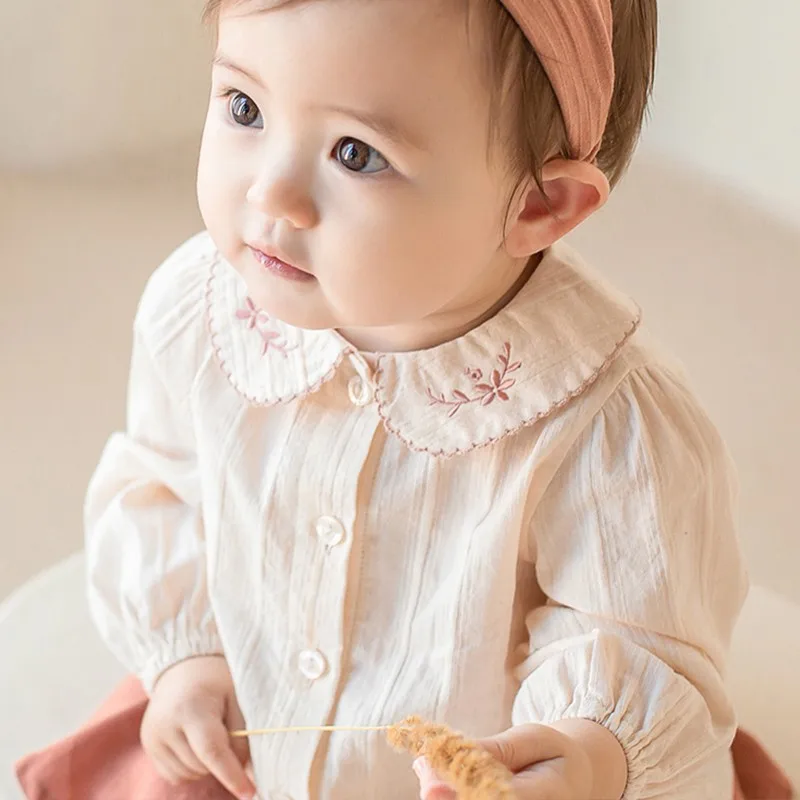 Блузка детская хлопковая с длинным рукавом на осень/зиму|Блузки| |