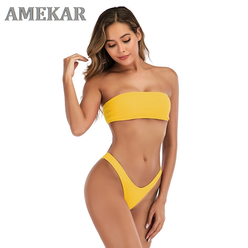 Europe and the United States bikini strapless pure color with female sexy bikini swimsuit fission back leakage
Europe and the United States bikini strapless pure color with female sexy bikini swimsuit fission back leakage