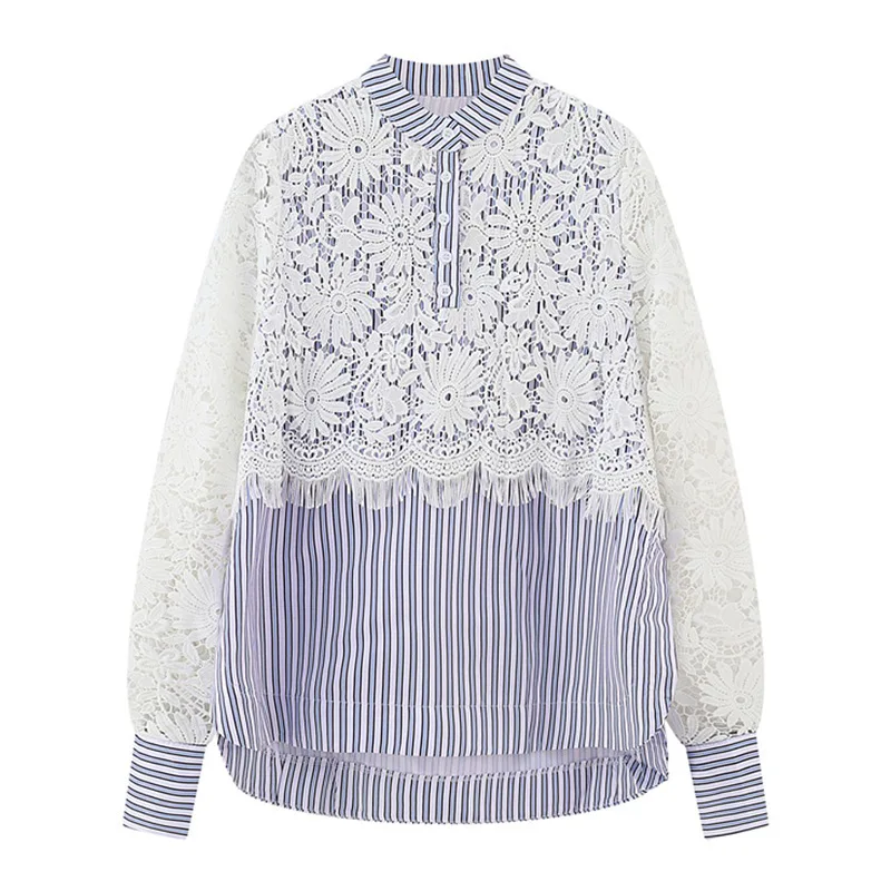 SuperAen 2021 New Spring Korean Style Design Lace Striped Shirt Woman Long Sleeve Blouse
SuperAen 2021 New Spring Korean Style Design Lace Striped Shirt Woman Long Sleeve Blouse