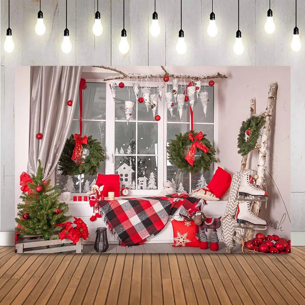 Windows Christmas photography backdrop Christmas tree Red Merry Christmas party decoration curtraint Skates photocall wreath
Windows Christmas photography backdrop Christmas tree Red Merry Christmas party decoration curtraint Skates photocall wreath