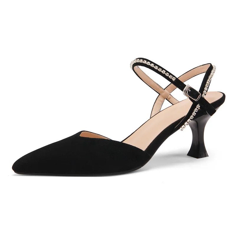 Summer Women's Sandals Cow Leather Kid Suede Thin Heel Height 6 Cm Pointed Toe Crystal Decoration Elegant Ladies Shoes Big Yard
Summer Women's Sandals Cow Leather Kid Suede Thin Heel Height 6 Cm Pointed Toe Crystal Decoration Elegant Ladies Shoes Big Yard