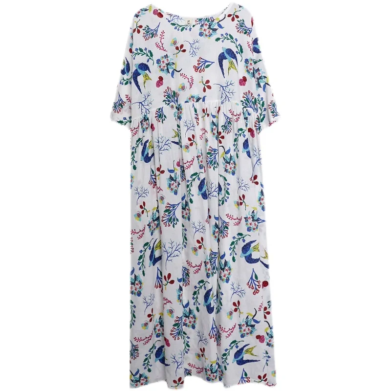 BIG SIZE Summer Women Fashion Elegant Flower Bird Print Tops Ladies Female Plus Large Long Loose Ruffles Drapped Cotton Dress
BIG SIZE Summer Women Fashion Elegant Flower Bird Print Tops Ladies Female Plus Large Long Loose Ruffles Drapped Cotton Dress