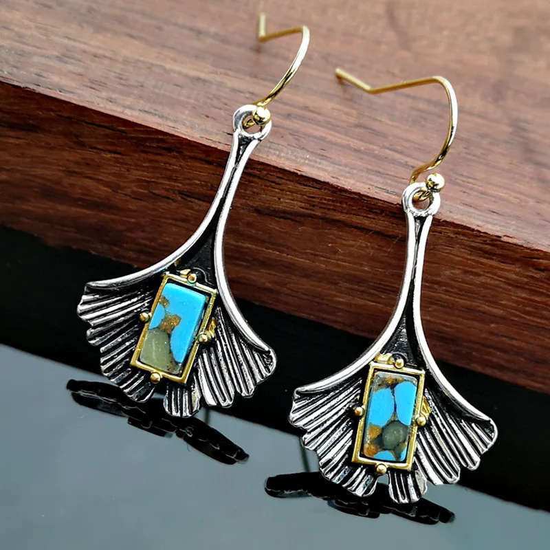 Bohemian European and American Creative Plant Ginkgo Leaf Color Turquoise Earrings Hot Sale Long Earrings Women's Jewelry
Bohemian European and American Creative Plant Ginkgo Leaf Color Turquoise Earrings Hot Sale Long Earrings Women's Jewelry