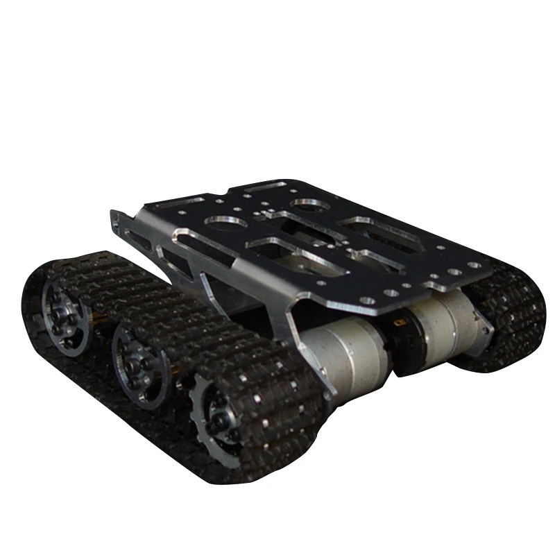Черный амортизатор металла RC робот танк шасси комплект Мобильная платформа для