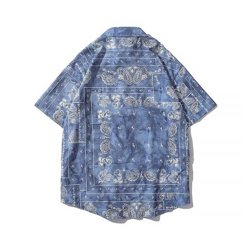 KIOVNO Men Summer Floral Shirts Beach Printed Short Sleeves Tops Male Summer Shirts