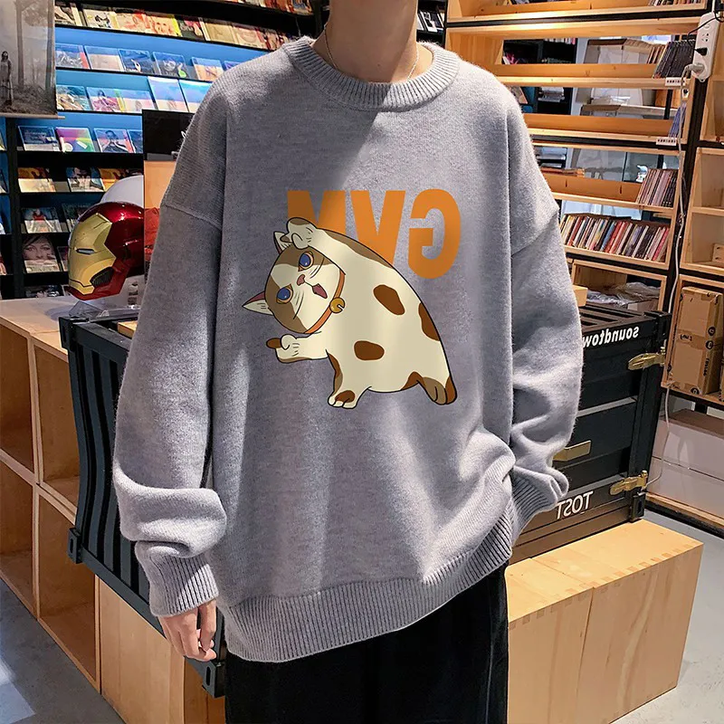 Autumn Winter Men Cartoon Bear Print Sweater Plus Size Japanese Trend Student Base O-Neck Pullover Thickened Knitwear 7740
Autumn Winter Men Cartoon Bear Print Sweater Plus Size Japanese Trend Student Base O-Neck Pullover Thickened Knitwear 7740