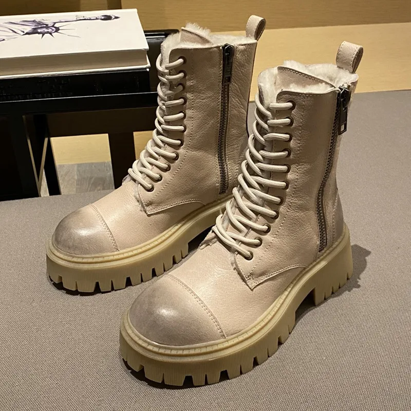 Fashion Woman Boots Solid Genuine Leather Boots Zippers Solid Shoes Women Cross Tied Shoes Winter Fur Warm Ladies Boots Hot Sale
Fashion Woman Boots Solid Genuine Leather Boots Zippers Solid Shoes Women Cross Tied Shoes Winter Fur Warm Ladies Boots Hot Sale