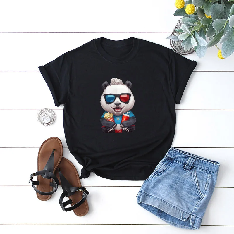 Short sleeve shirt Cute Panda cartoon women's large European and American printed cotton T-shirt
Short sleeve shirt Cute Panda cartoon women's large European and American printed cotton T-shirt