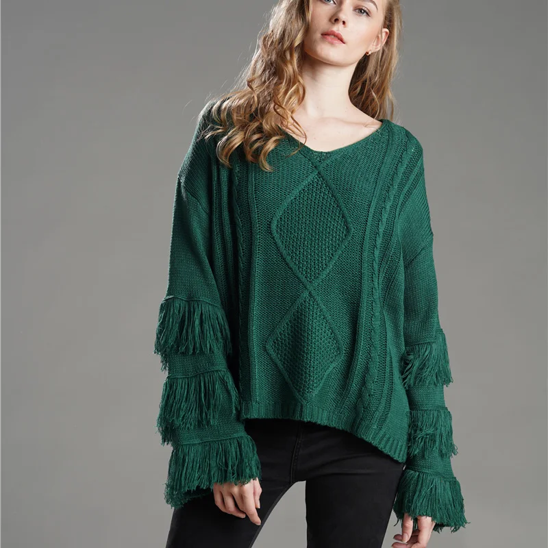 Jumper for Women Solid Tassel Flare Sleeve Women Sweaters Ins Fashion Srping Fall Loose Pullovers Ladies Casual Knitted Top
Jumper for Women Solid Tassel Flare Sleeve Women Sweaters Ins Fashion Srping Fall Loose Pullovers Ladies Casual Knitted Top