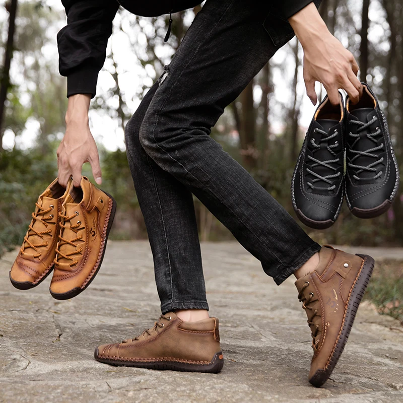 Pop Men Boots Leather Men Casual shoes Soft sole Comfortable Man Fashion Walking Shoes for Outdoor Big Size 38-48
Pop Men Boots Leather Men Casual shoes Soft sole Comfortable Man Fashion Walking Shoes for Outdoor Big Size 38-48