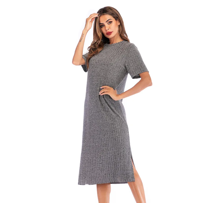 Autumn Women's Dress Pure Color Simple Short Sleeve Round Collar Mid-Calf Solid Gray Straight Dress
Autumn Women's Dress Pure Color Simple Short Sleeve Round Collar Mid-Calf Solid Gray Straight Dress