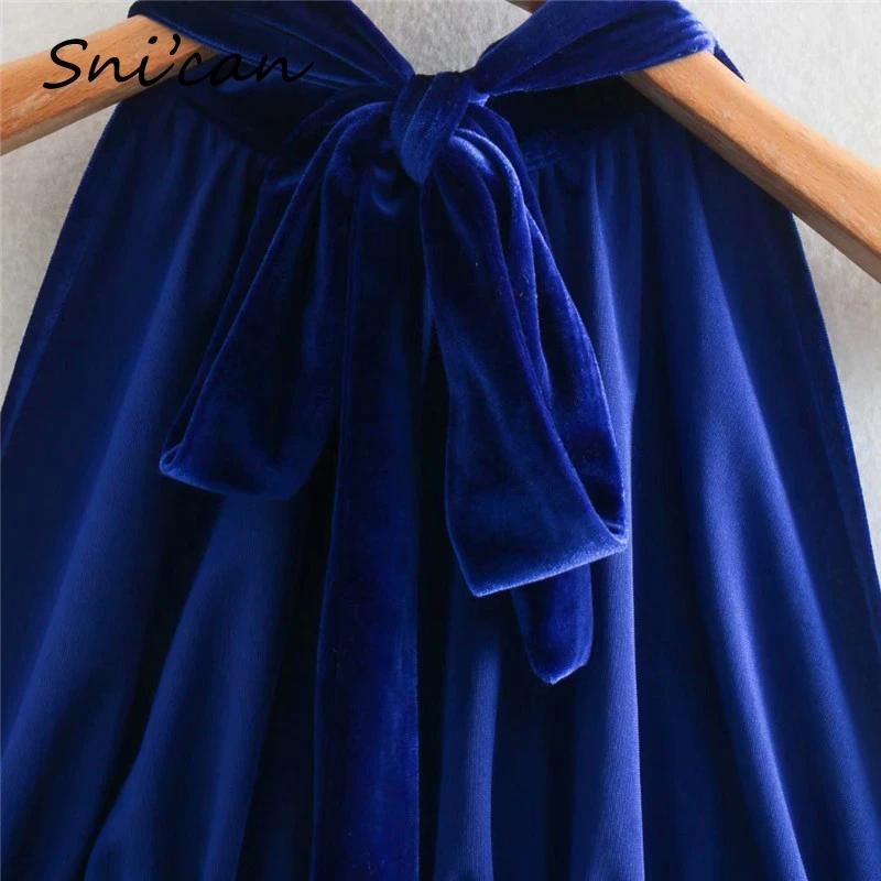 Snican Solid Blue Halter Sexy Shirts Back Bow Tie Night Party Club Blouse Za Women Tops Chemisier Femme Spring Summer Tops 2021
Snican Solid Blue Halter Sexy Shirts Back Bow Tie Night Party Club Blouse Za Women Tops Chemisier Femme Spring Summer Tops 2021