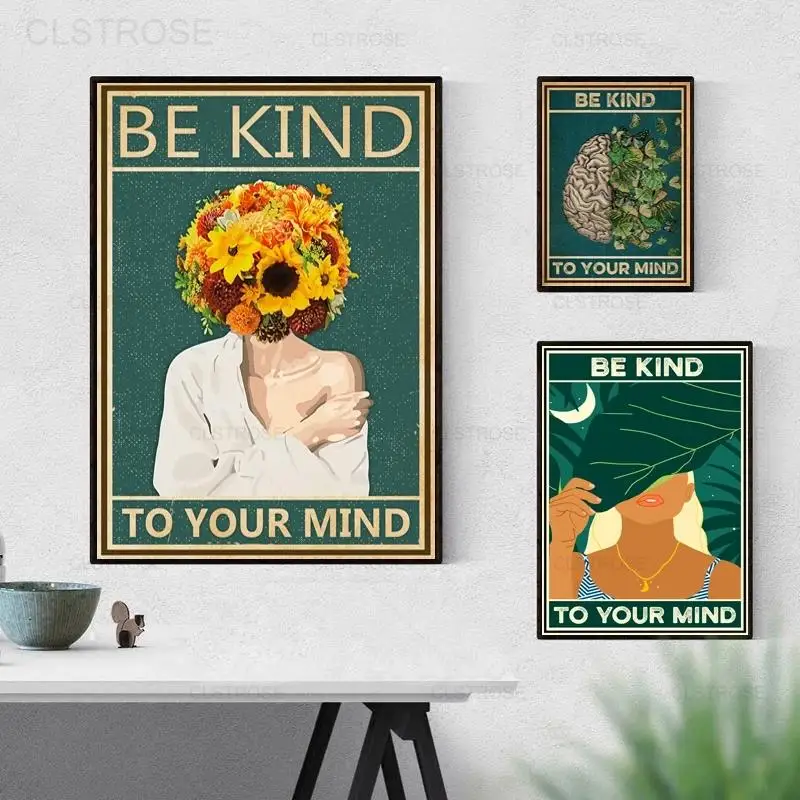 Mental Be Kind To Your Mind Vintage Canvas Painting Mental Health Awareness Wall Art Posters and Pictures Home Decor Living Room
Mental Be Kind To Your Mind Vintage Canvas Painting Mental Health Awareness Wall Art Posters and Pictures Home Decor Living Room