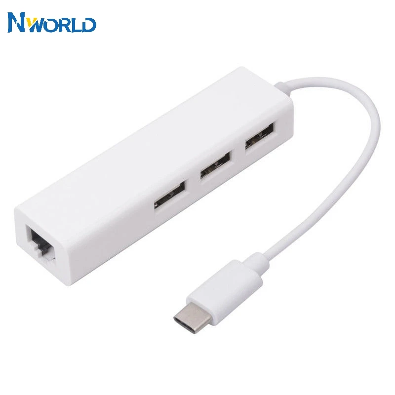 Nworld Type C USB 3 1 к Ethernet адаптер с концентратором порта RJ45 сетевой карты Lan для Macbook USB-C
