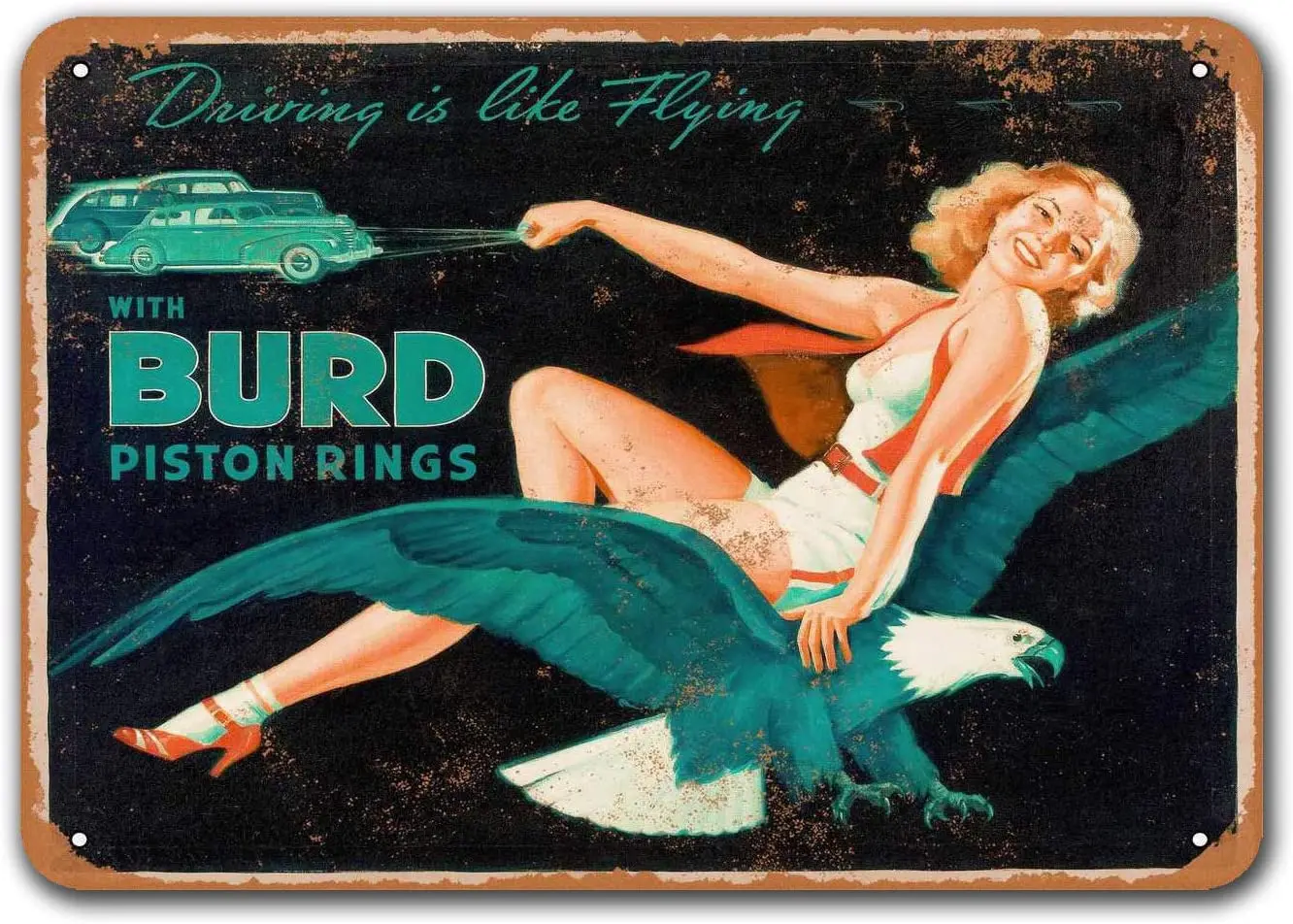 Burd Piston Rings Old Car Tin Sign, Sisoso Vintage Metal Plaques Poster Retro Wall Decor 16x12 inch
Burd Piston Rings Old Car Tin Sign, Sisoso Vintage Metal Plaques Poster Retro Wall Decor 16x12 inch