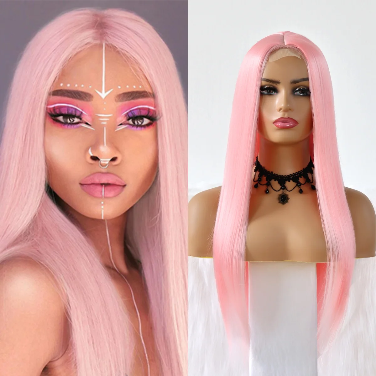 Maycaur Pink Synthetic Hair Wigs with Natural Baby Hair Long Straight Women's Wig Heat Resistant Synthetic Wigs for Fashion Wome
Maycaur Pink Synthetic Hair Wigs with Natural Baby Hair Long Straight Women's Wig Heat Resistant Synthetic Wigs for Fashion Wome