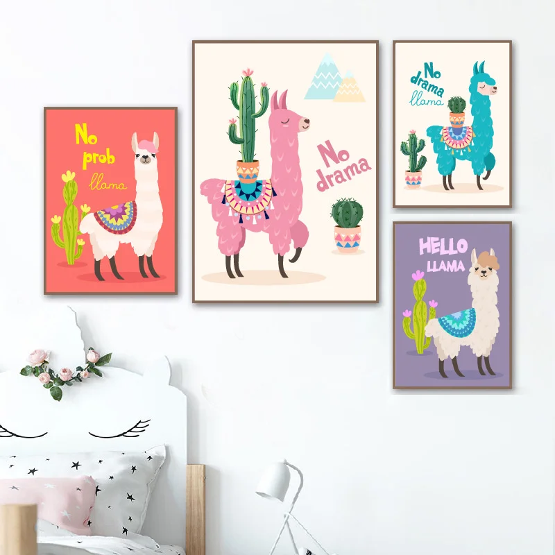 Cute Llama With Cactus Canvas Painting Cartoon Alpaca Baby Kids Room Wall Decoration Pictures Nursery Decor Prints and Posters
Cute Llama With Cactus Canvas Painting Cartoon Alpaca Baby Kids Room Wall Decoration Pictures Nursery Decor Prints and Posters