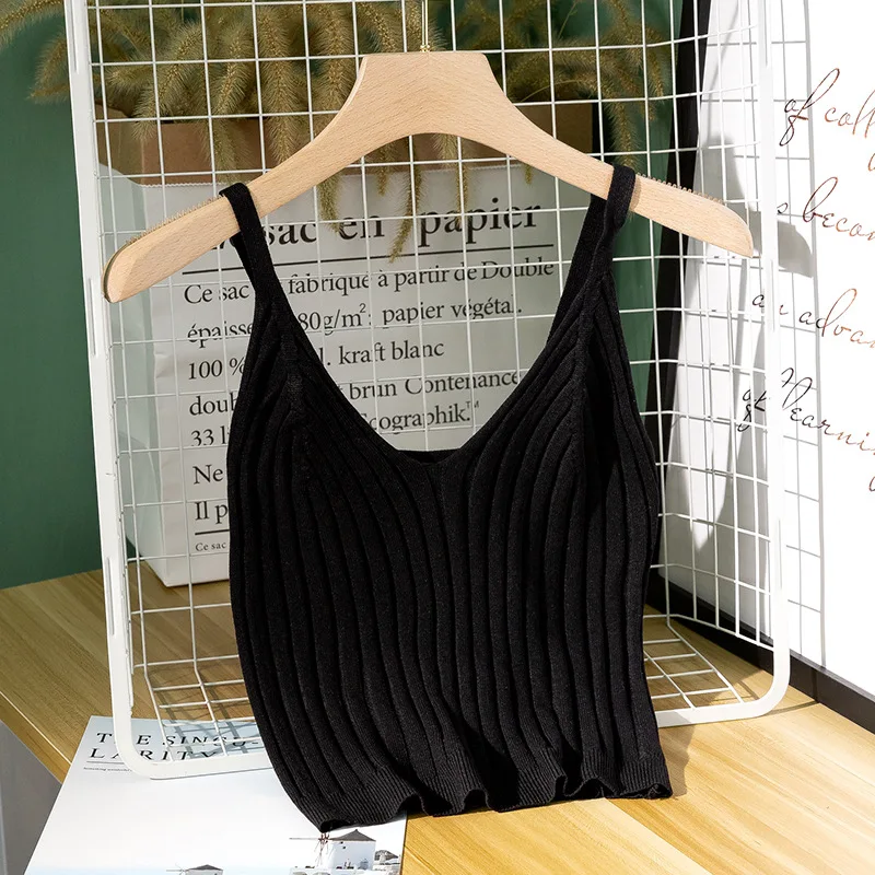 Women Sexy Knitted Crop Top Crop Sleeveless Cropped Vest Slim Sling Knitted Tank Top V-neck Plain Camisole High Elastic Camis
Women Sexy Knitted Crop Top Crop Sleeveless Cropped Vest Slim Sling Knitted Tank Top V-neck Plain Camisole High Elastic Camis