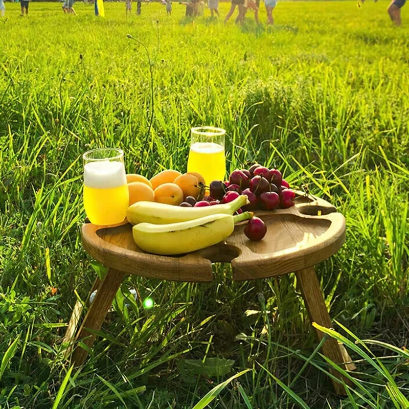 Portable Round Wooden Outdoor Folding Picnic Table Glass Holder Garden Wine Beach Camping Table
Portable Round Wooden Outdoor Folding Picnic Table Glass Holder Garden Wine Beach Camping Table