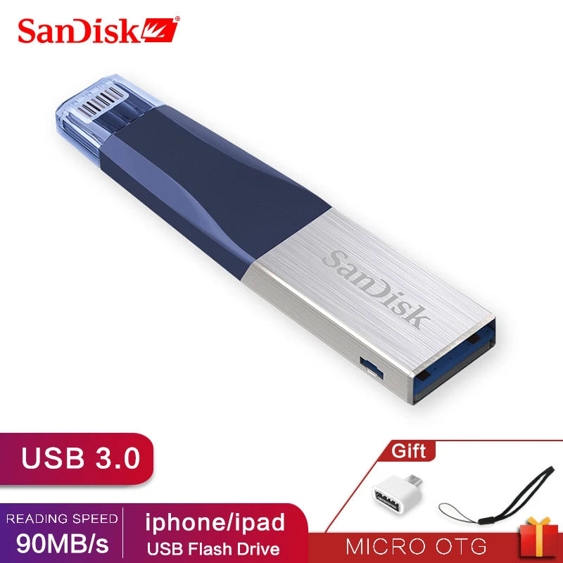 IXPAND 100% Sandisk USB 3 0 OTG флэш накопитель 32 Гб 64 ГБ с разъемом Lightning на металлический флеш