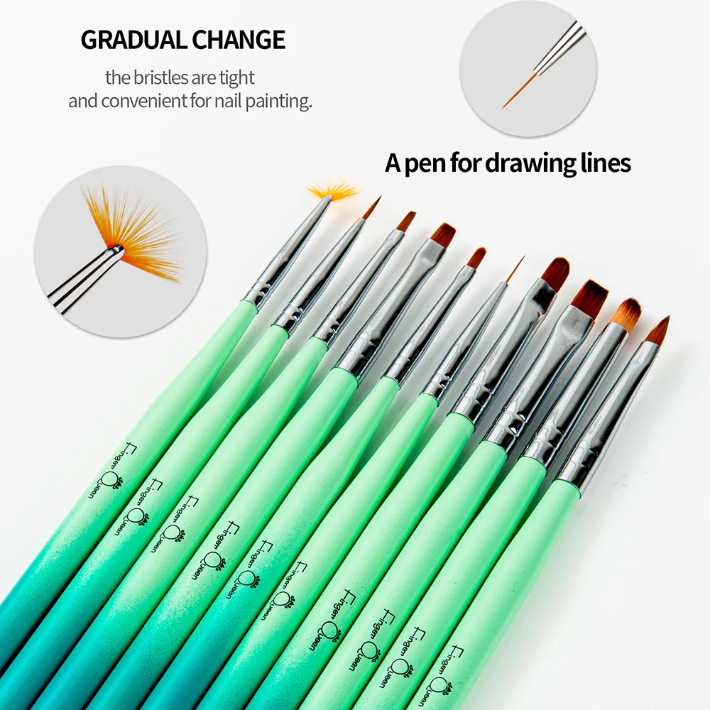 Nail Brush set 10pcs/set Set Blue Green Gradient Metal Curve Painting for Nail Brushes in 8 Specifications Nail Pen
Nail Brush set 10pcs/set Set Blue Green Gradient Metal Curve Painting for Nail Brushes in 8 Specifications Nail Pen