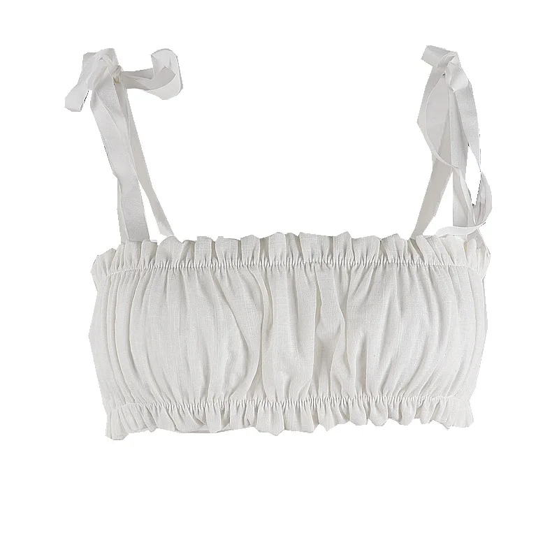 Женский пикантный мини-топ с запахом, укороченный плиссированный топ без бретелек с открытой спиной, модная майка 
Женский пикантный мини-топ с запахом, укороченный плиссированный топ без бретелек с открытой спиной, модная майка