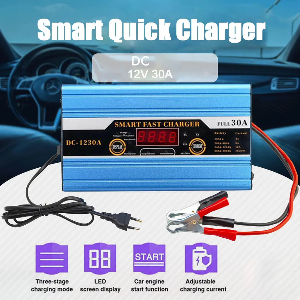 12V 30A LCD Intelligent Car Battery Charger 30Amp 180V-250V EU LED Display Automotive Battery Preservation Device
12V 30A LCD Intelligent Car Battery Charger 30Amp 180V-250V EU LED Display Automotive Battery Preservation Device