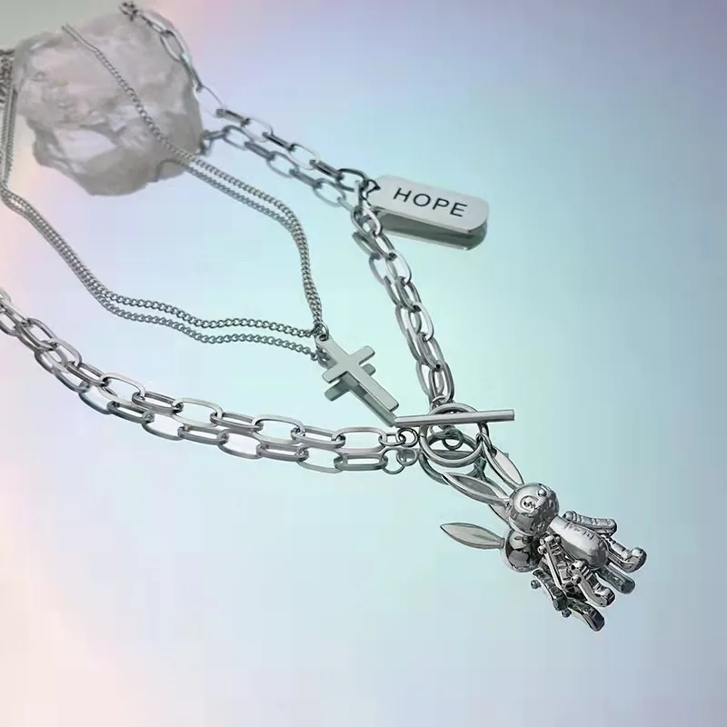 Punk Double Bad Bunny Pendant Necklaces for Women Stainless Steel Vintage Cross Chains Necklace Jewelry on The Neck Accessories
Punk Double Bad Bunny Pendant Necklaces for Women Stainless Steel Vintage Cross Chains Necklace Jewelry on The Neck Accessories